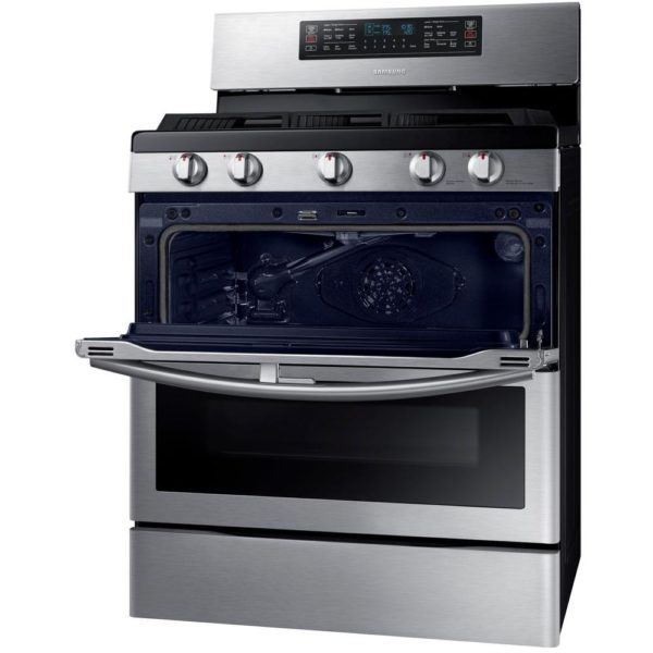 SAMSUNG 30 in. 5.8 cu. ft. Double Oven Gas Range with Self-Cleaning Convection Oven in Stainless