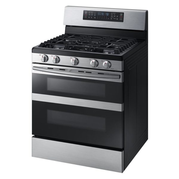 Samsung 30 in. 5.8 cu. ft. Dual Door Gas Range Double Oven with Self-Cleaning and Dual Convection Oven in Stainless Steel