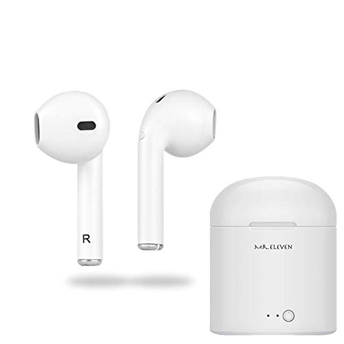 Bluetooth Headphones,Mr.Eleven Wireless Headset Earbuds Twins in Ear Earphone with Charger Box (White)