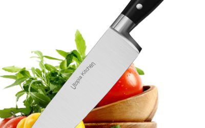 Utopia Kitchen Chef Knife 8 Inches Cooking Knife Carbon Stainless Steel Kitchen Knife with Sheath and Ergonomic Handle – Chopping Knife for Professional Use