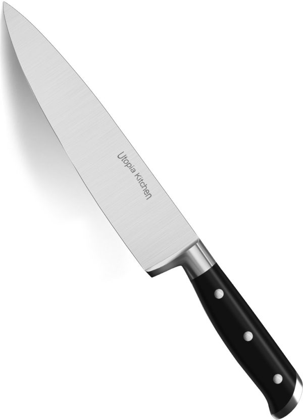 Utopia Kitchen Chef Knife 8 Inches Cooking Knife Carbon Stainless Steel Kitchen Knife with Sheath and Ergonomic Handle - Chopping Knife for Professional Use