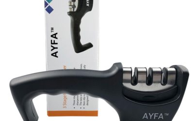 AYFA Knife Sharpener,Kitchen Knife Sharpener – 3-Stage Knife Sharpening Tool Helps Repair, Restore and Polish Blades