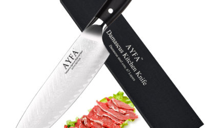 Chef Knife 8 Inch Damascus Japanese High-end Steel Material AUS10 Stainless Steel Blade by AYFA.