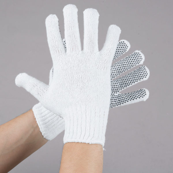 Gloves Polyester Cotton Work with Black PVC Dotted Palm Coating - Medium - Pair - 12/Pack by AYFA