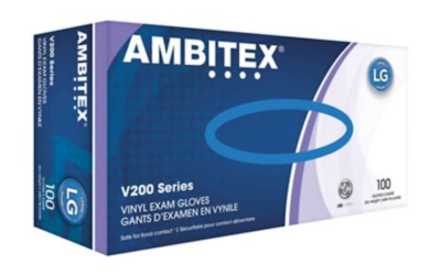 Gloves Ambitex Large Powder-Free Vinyl Exam V200-LG 100pcs by AYFA